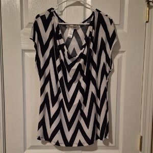 Women's Black and White Chevron Blouse